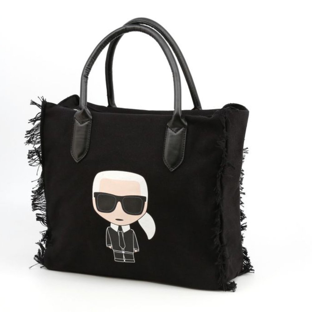 NWT KARL LAGERFELD TOTE SHOULDER BAG BLACK K/IKONIK LOGO NEW women's bag